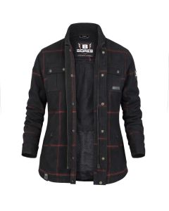 Bores Motorradhemd Damen Lumberjack Premium Plus - BORTEXX (B & (AAA)) Schwarz Rot - 2XS bis 4XL