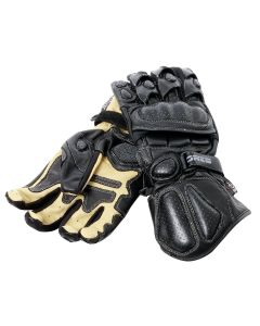 Bores Speed Motorradhandschuhe Känguruleder Schwarz beige - 7 bis 13