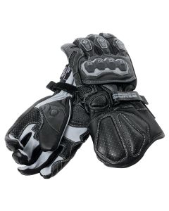 Bores Devil Motorradhandschuhe Leder Rochenhaut Schwarz Grau - 7 bis 13
