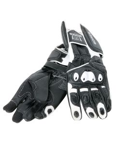 Bores Race Motorradhandschuhe Leder Schwarz Weiß - 7 bis 13