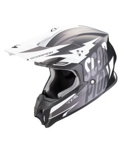 SCORPION Motocrosshelm VX-16 EVO AIR SLANTER Mattschwarz Silber ECE R22.06