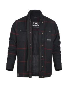 Bores Motorradhemd Herren Lumberjack Premium Plus - BORTEXX (B & (AAA)) Schwarz Rot - S bis 6XL
