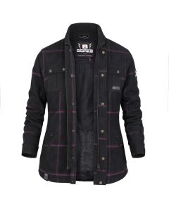 Bores Motorradhemd Damen Lumberjack Premium Plus - BORTEXX (B & (AAA)) Schwarz Pink - 2XS bis 4XL