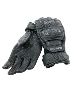 Bores Dark schwarz Motorradhandschuhe - schwarz Rindsleder