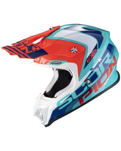 Scorpion Moto Cross Helm VX-16 AIR NATION Grün-Blau-Rot 2XL