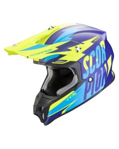 SCORPION Motocrosshelm VX-16 EVO AIR SLANTER Mattblau Gelb ECE R22.06 