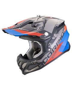SCORPION Motocrosshelm VX-22 AIR CX Mattschwarz Blau Rot ECE R22.06 