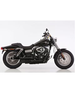 FALCON Double Groove Auspuffanlage +Kat schwarz-matt EG-BE passt für HARLEY DAVI