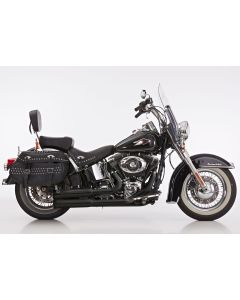 FALCON Double Groove Auspuffanlage +Kat schwarz-matt EG-BE passt für HARLEY DAVI