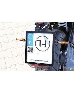 HIGHSIDER CNC Kennzeichen Halteplatte mit Uni- Halter Typ 3, schwarz eloxiert (Set)